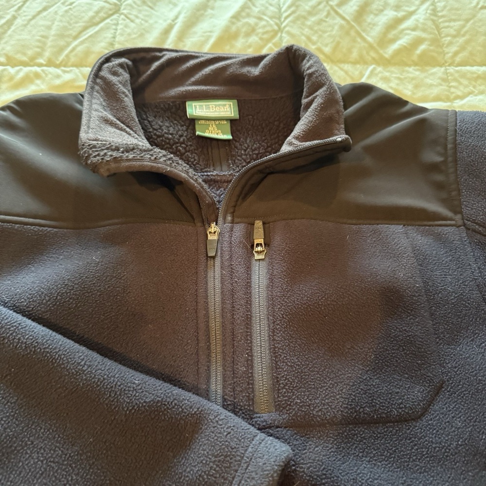 VTG Y2K LL Bean Fleece Jacket Polartec Full Zip Navy Sz L Gorpcore - Picture 4 of 6